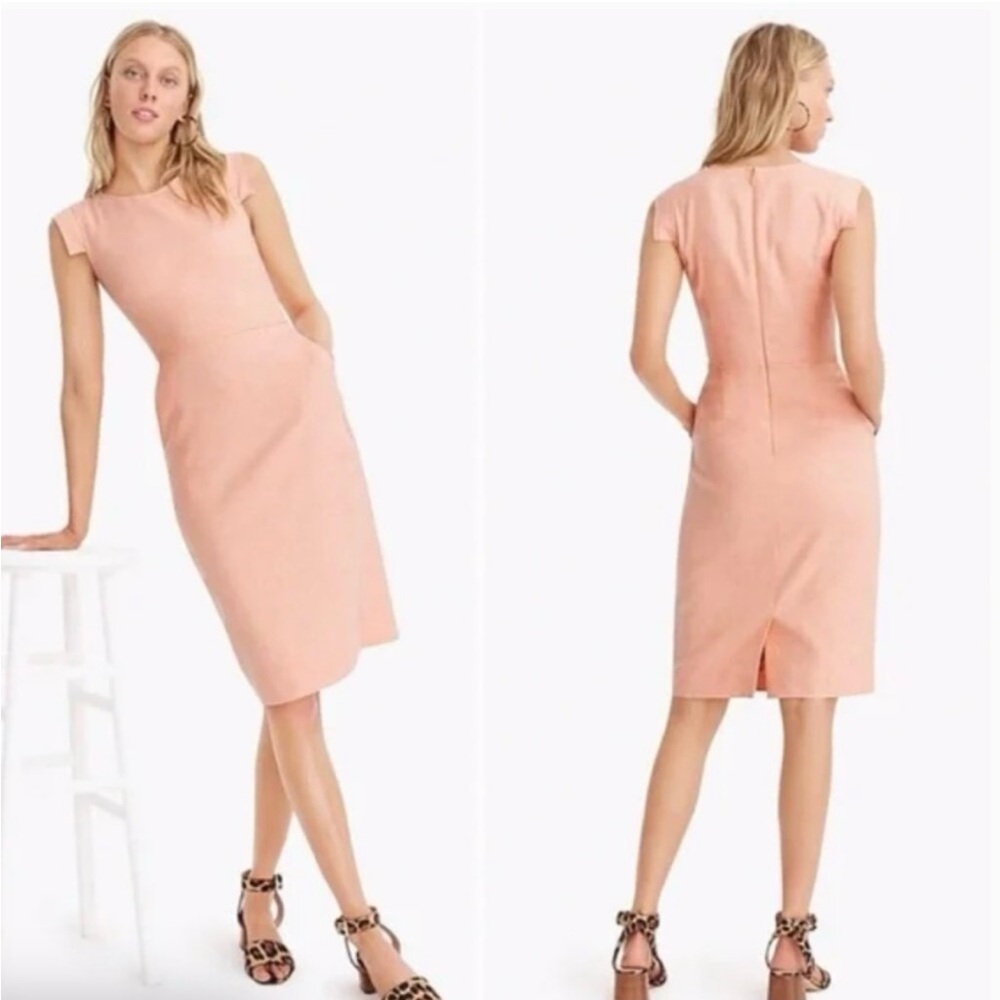 J. Crew Peach Midi Dress with Cap Sleeves